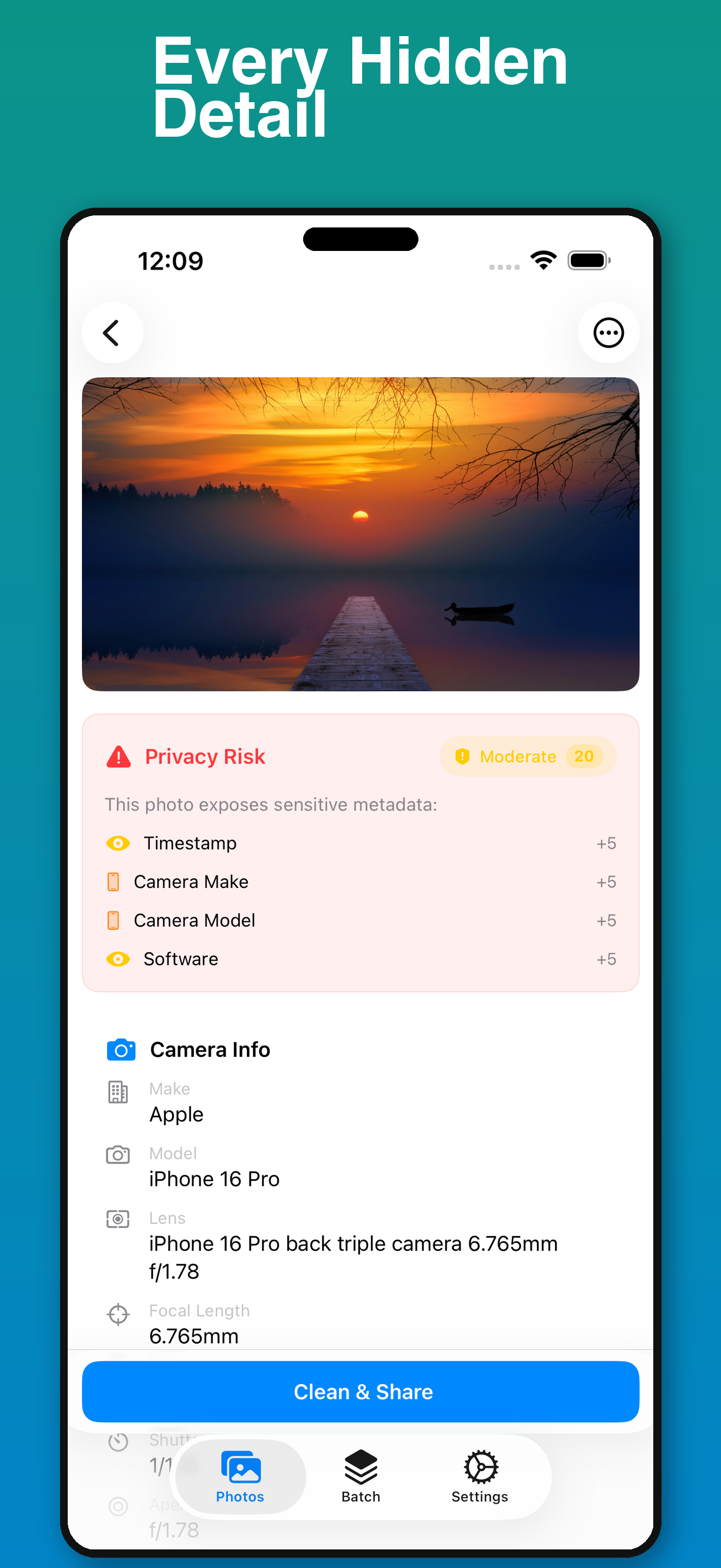 LudyExif photo detail view with all metadata fields