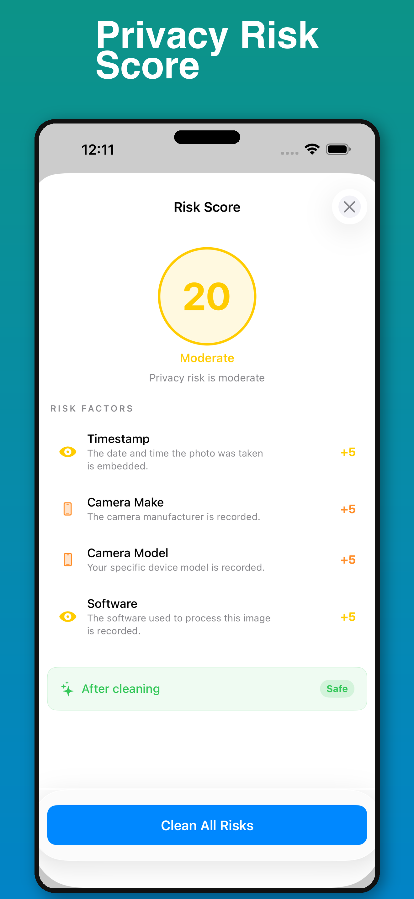 LudyExif privacy risk detection highlighting GPS data in photo