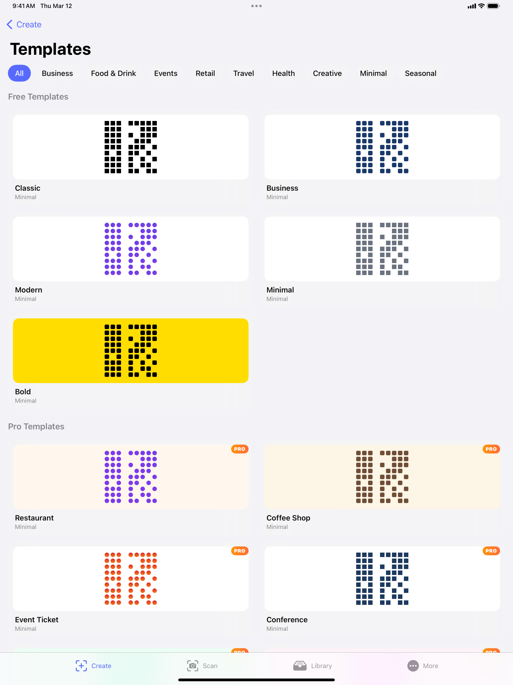 LudyQR Template Gallery - Professional templates for restaurants, events, retail
