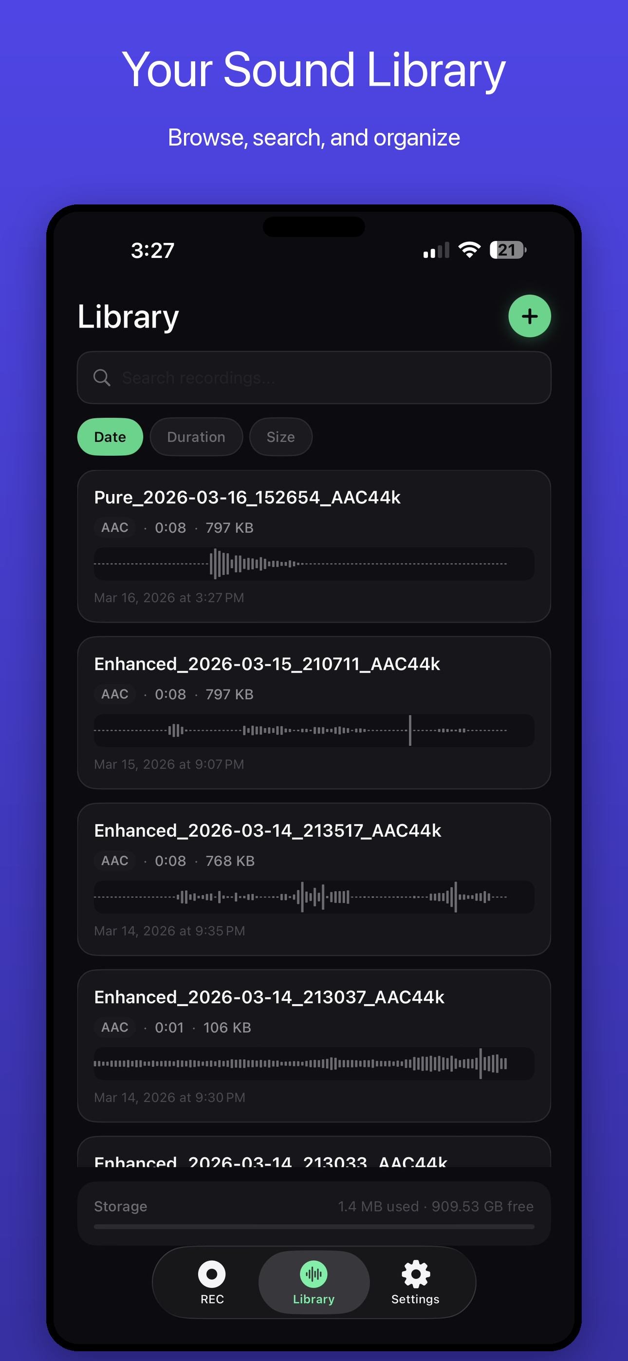 LudyRec Pure Mode recording with professional metering and controls