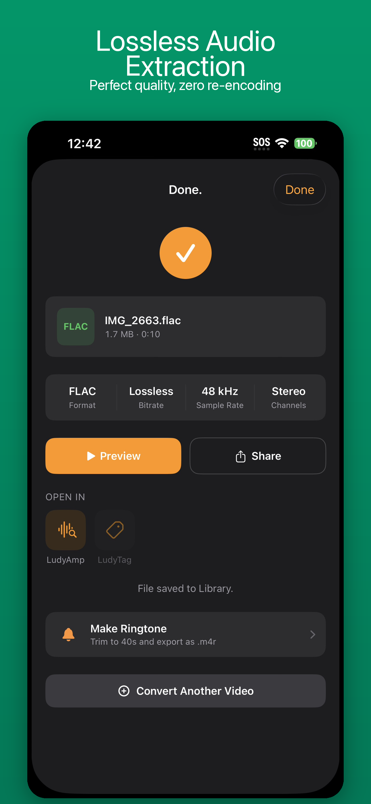 LudyVAC waveform trim editor with precise audio selection